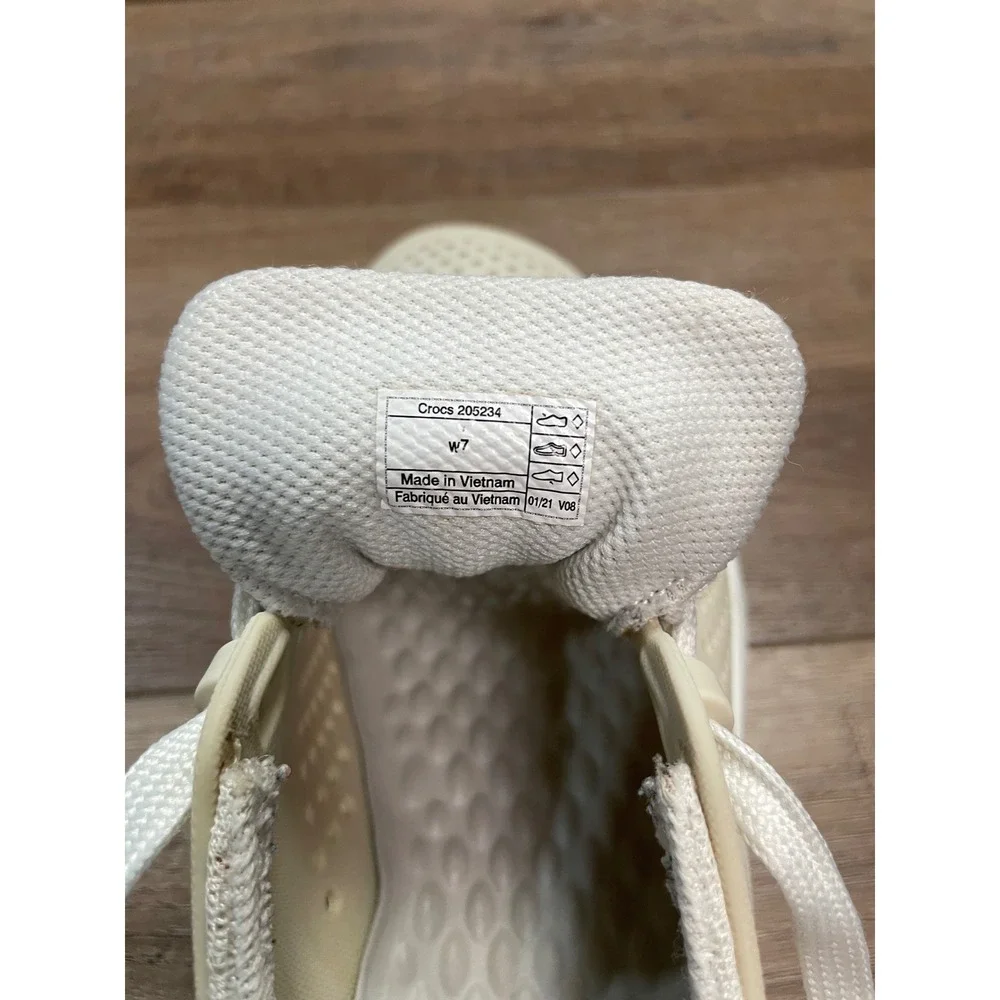 Crocs LiteRide Pacer Womens Shoes Size 7 Beige Beige/White Sneakers 205234